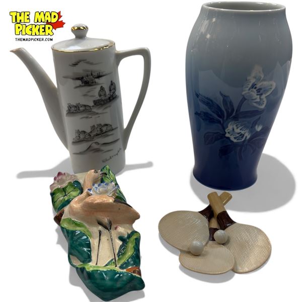 Assorted Porcelain Collectibles, Vase, Coffee Pot, Flower Pocket, Etcâ€¦