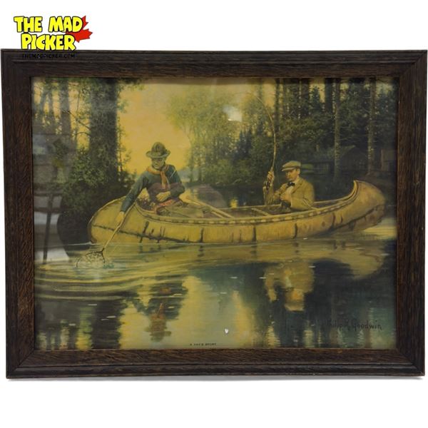 Vintage Framed Print " A Days Sport'', Signed By Philip R. Goodwin