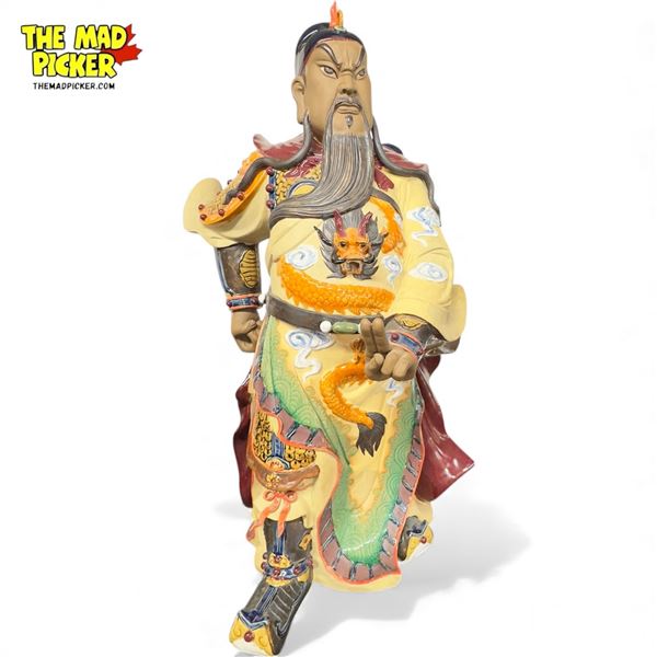 Large Vintage Ceramic Sculpture Of Guan Yu