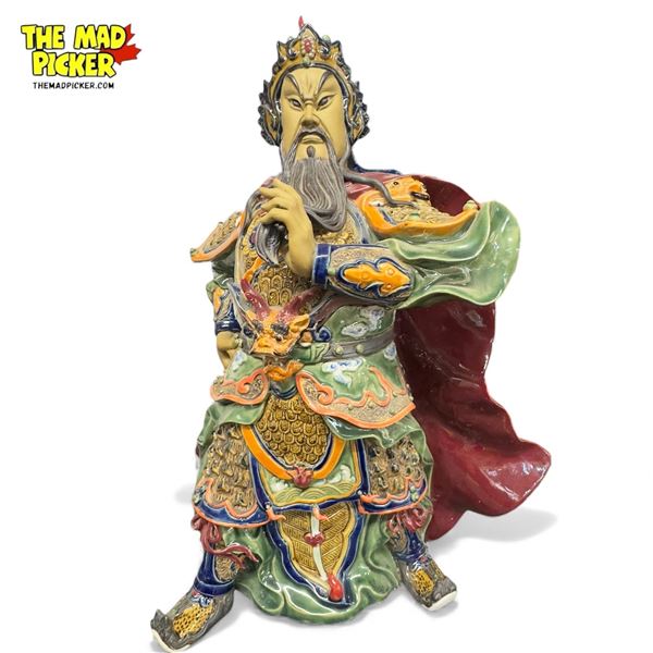 Large Vintage Ceramic Sculpture Of Guan Yu