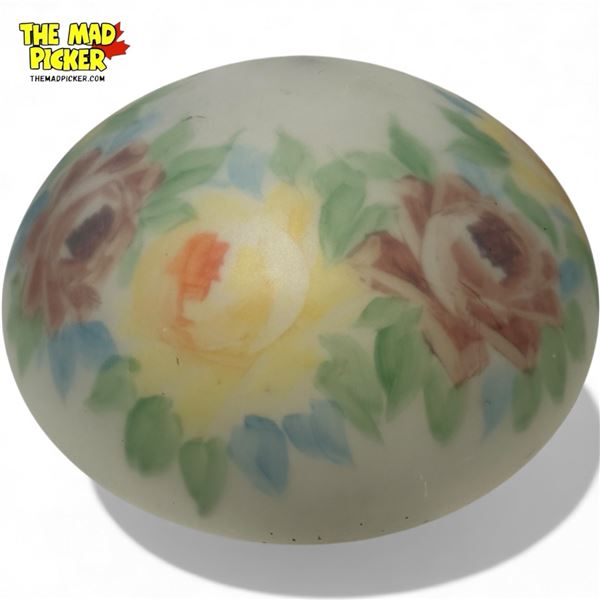 Vintage Hand Painted Ceiling Light Shade With Floral Motif