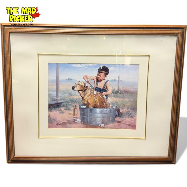Vintage Framed Print " A Days Sport'', Signed By Philip R. Goodwin