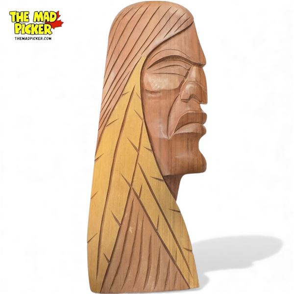 First Nations Carved Wall Plaque "Chief" By Chris Paul