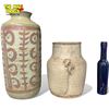 Image 2 : 2 Vintage Stoneware Vases & Vintage Blue Bottle