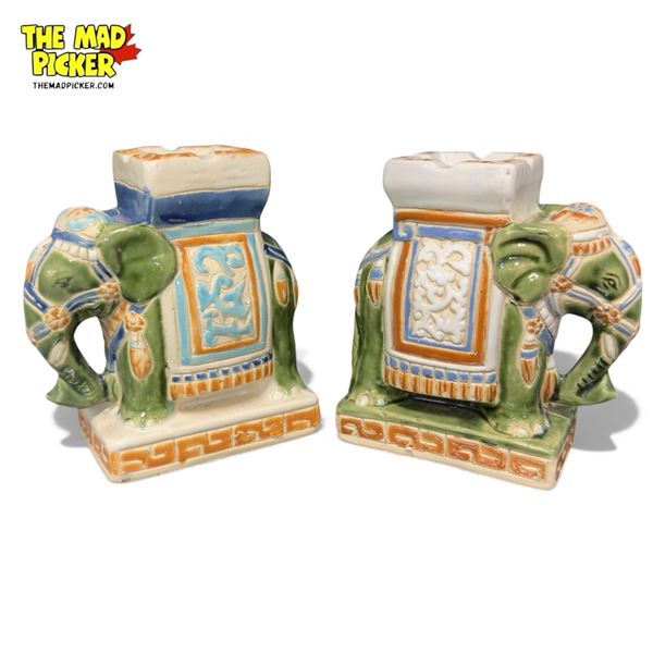 2 Vintage Decorative Elephant Ashtrays