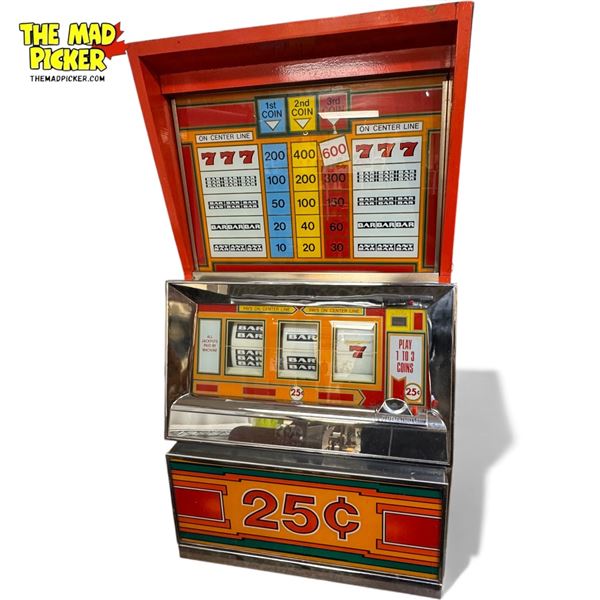 Vintage 25 Cent Table Top Slot Machine By J & T Inc.