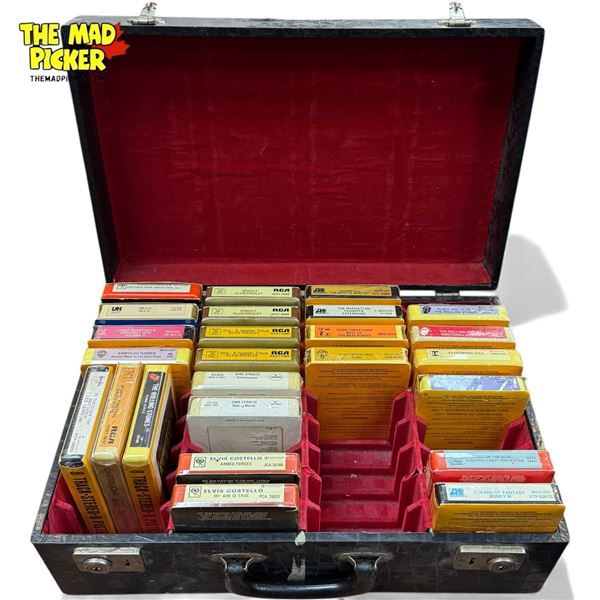 Vintage 8 Track Carrying Case, Full Of Sealed 8 Tracks