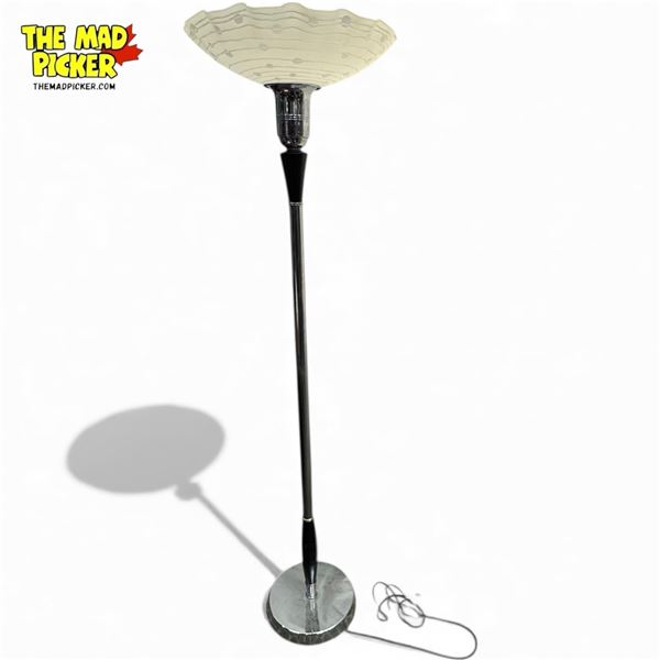 Vintage Chrome & Black Accent Torchiere Lamp