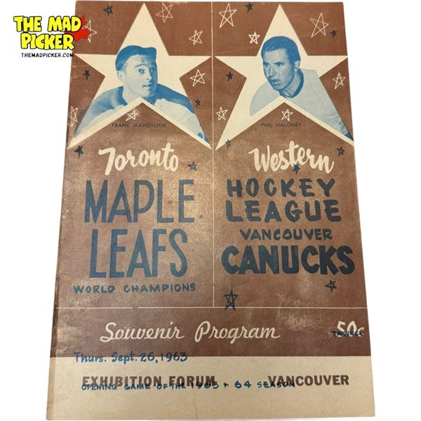 1963 Toronto Maple Leafs & Western Hockey League Vancouver Canucks Program