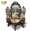 Image 5 : Vintage Triple Mirror Carved Oak Vanity