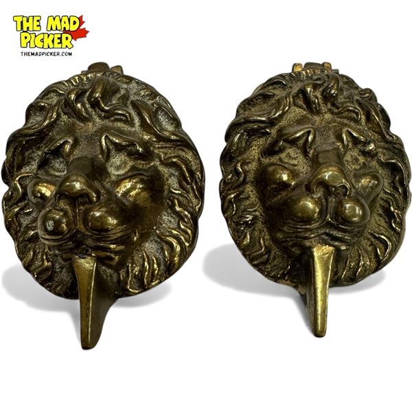Pair Of Brass Lions Head Door Knockers