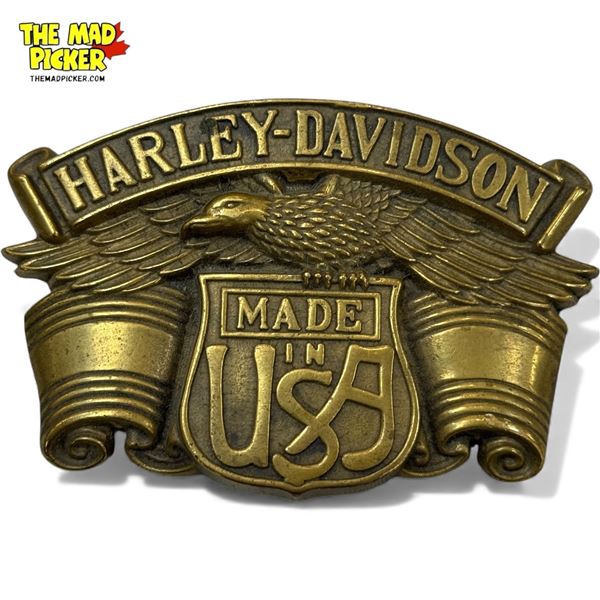 Vintage Brass Harley Davidson Belt Buckle