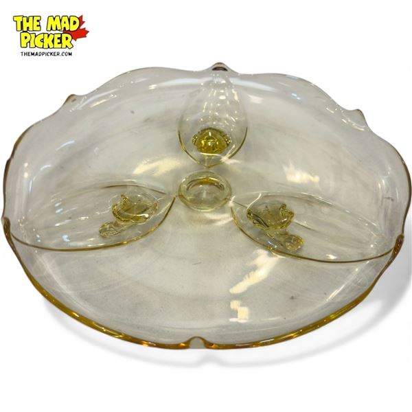 Vintage Yellow Glass Footed Tray