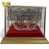 Glass Asian Dragon Boat Diorama In Glass Case