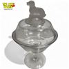 Image 2 : Vintage Glass Pedestal Lidded Candy Dish With Frosted Glass Dog Topper