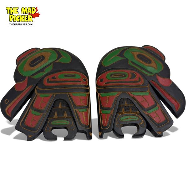 Pair Of Hand Carved Hand Painted First Nations Plaques "Raven" By A. Richard Williams