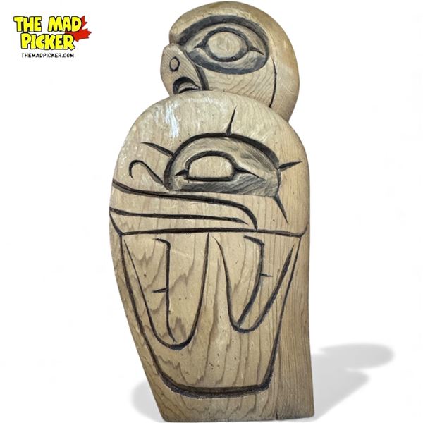 Hand Carved First Nations Plaque "Owl" By Sharon Paull