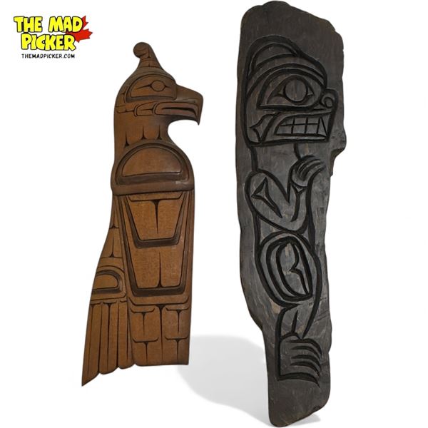 2 Hand Carved First Nations Plaques