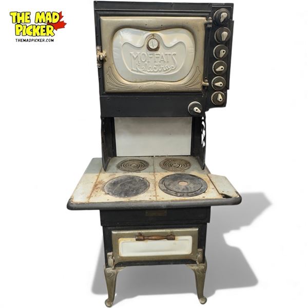 Vintage Moffats Electra Cast Iron Stove & Oven Combo, With Porcelain Knobs & Face Plates