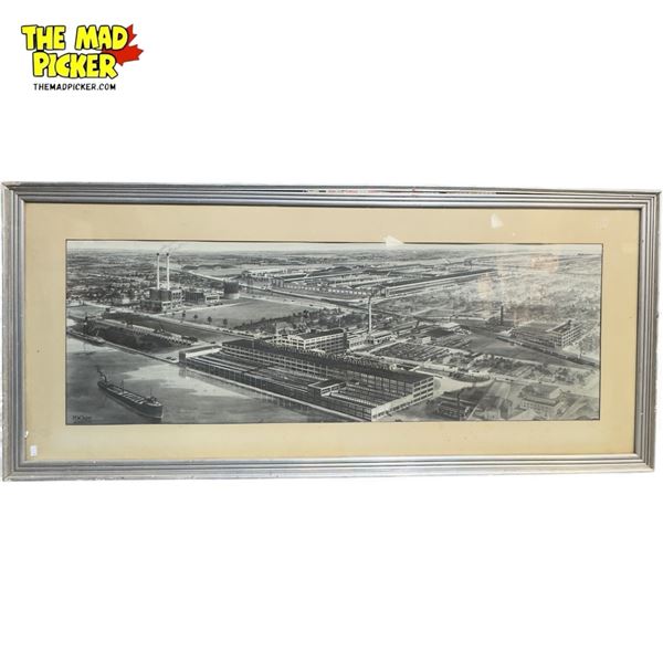 Framed Print Of Industrial District In Windsor W Ford Motor Company Of Canada, Signed H. W. Soaper