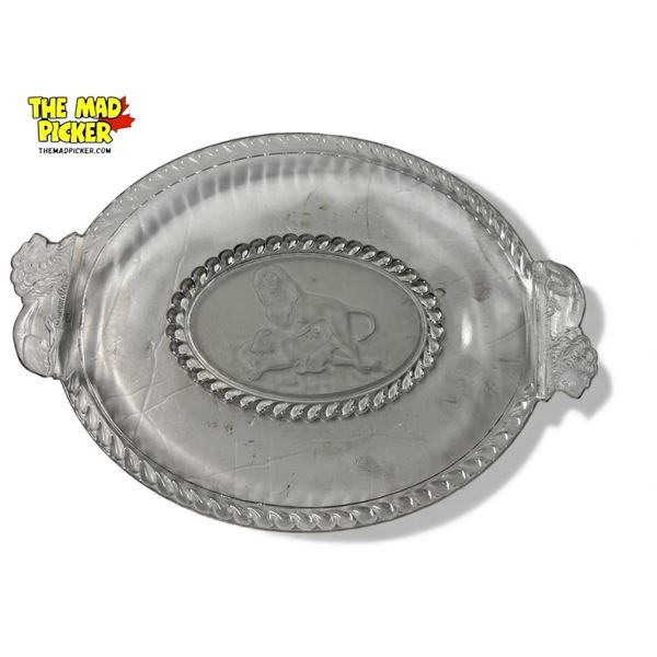 Vintage Glass Plate With Lions