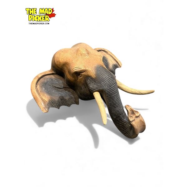 Vintage Carved Wall Hanging Elephant Head
