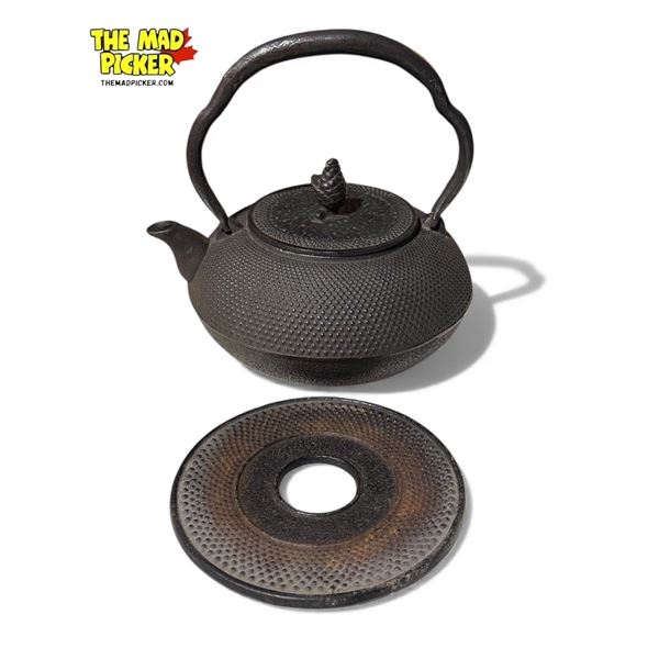 Vintage Cast Metal Asian Teapot On Stand