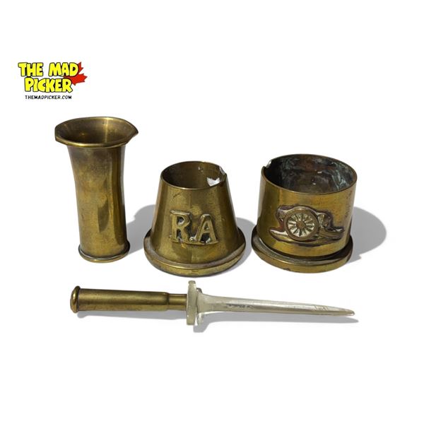 4 Pieces Of Brass Trench Art