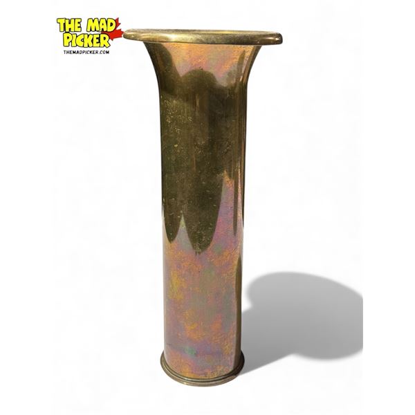 Vintage Brass Trench Art Shell Vase