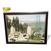 Large Vintage Framed Photograph Of Lions Gate Bridge