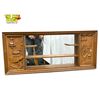 Vintage Carved Wood Mirror Backed Wall Hanging Shelf