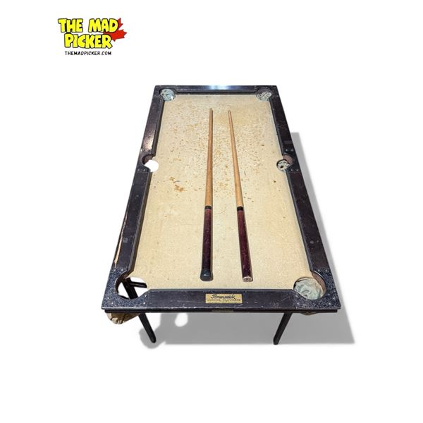 Vintage Brunswick Junior Playmate Pool Table, With Sticks