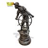 Image 2 : Vintage Cast Metal Sculpture Of Captain, On Wood Base