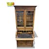 Image 3 : Vintage Oak Roll Top Writing Desk With Glass Display Cabinet
