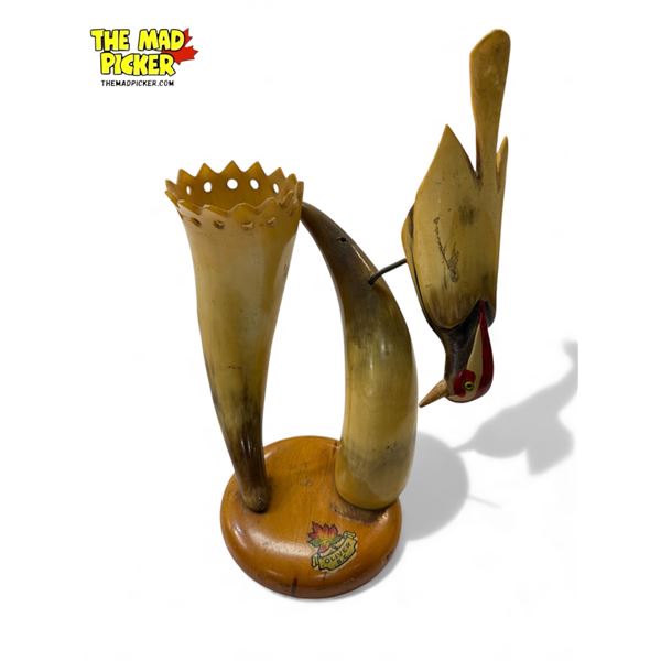 Vintage Carved Horn Bird Sculpture
