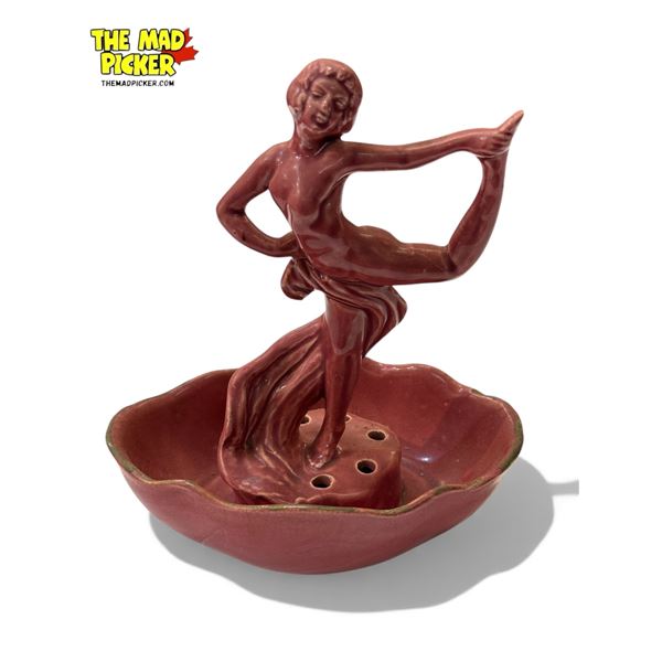 Vintage Porcelain Flower Frog With Nude Lady