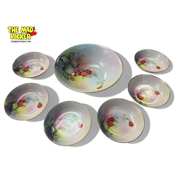 7 Piece Porcelain Hand Painted Nippon Berry Bowl Set