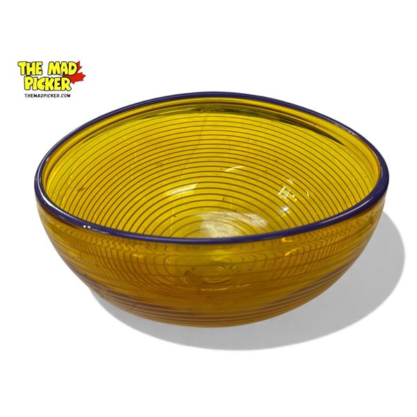 Vintage Hand Blown Art Glass Swirl Bowl, Signed Ganjbolt