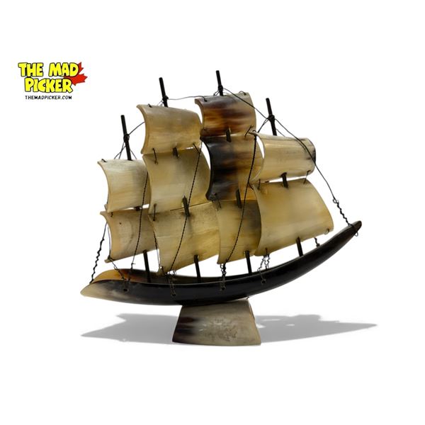 Vintage Carved Bone Ship