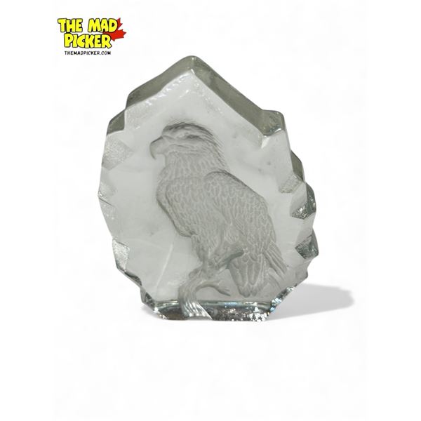 Vintage Lead Crystal Paperweight With Impressed Eagle