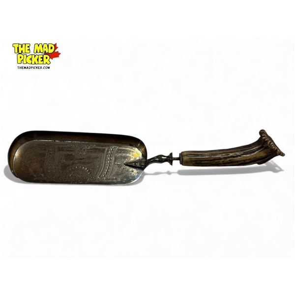 Vintage Silver Plated Antler Handled Crumb Scoop