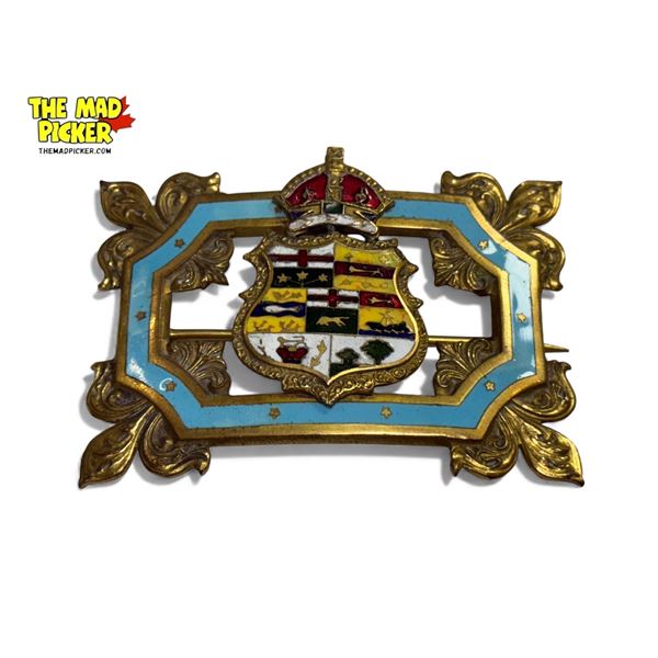 Vintage Brass & Enamel Brooch With British Iconography