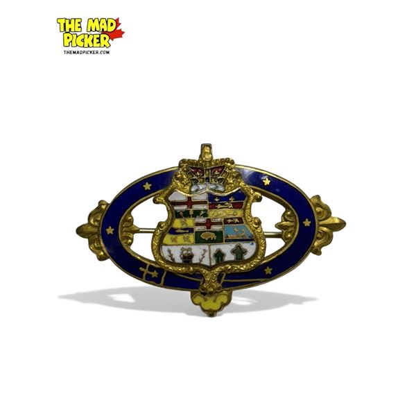 Vintage Enamel & Brass Brooch With British Iconography