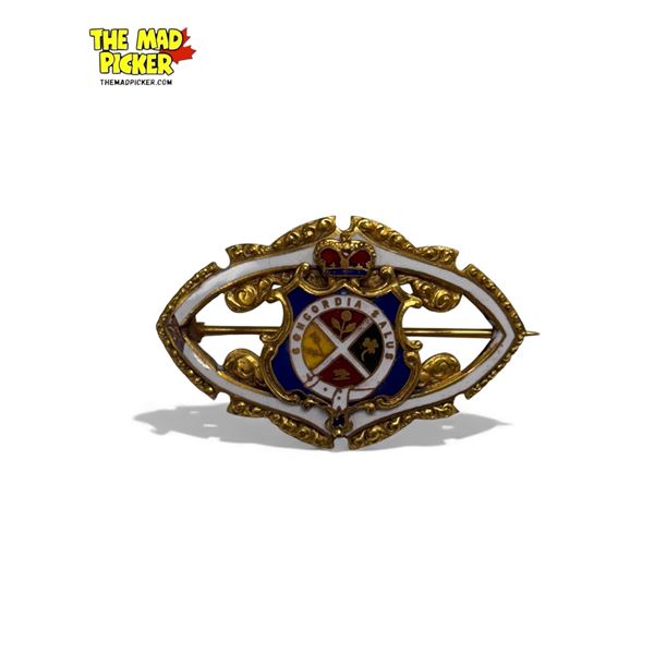 Vintage Enamel & Brass Club Concordia Salus Brooch