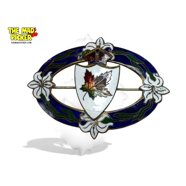 Vintage Brass & Enamel Canadian Brooch