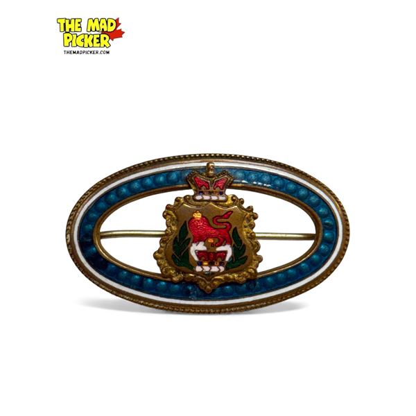 Vintage Brass & Enamel English Brooch