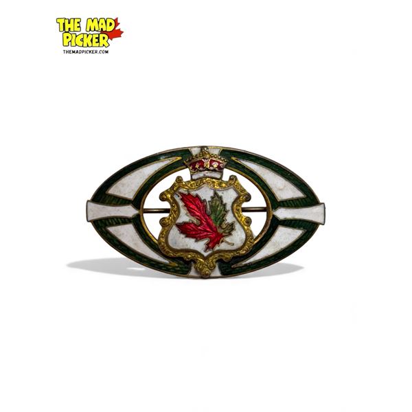 Vintage Brass & Enamel Canadian Brooch