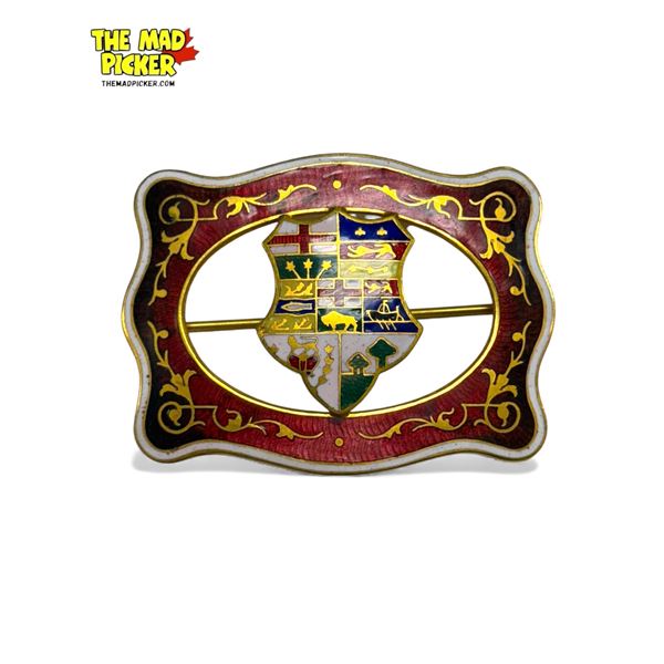 Vintage Brass & Enamel Brooch With British Iconography