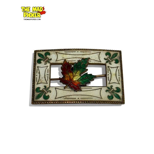 Vintage Brass & Enamel Canadian Brooch