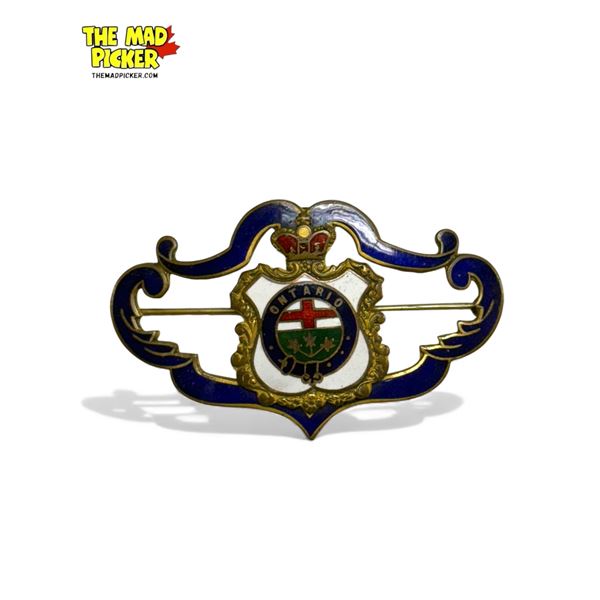 Vintage Brass & Enamel Ontario Brooch
